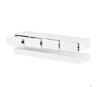 WOVREO Meuble TV mural LED 130 cm blanc en MDF avec 4 tiroirs contrôle Bluetooth USB jusqu'à 55 pouces