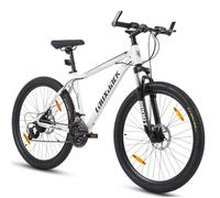 WOVREO VTT semi-rigide 28 pouces 21 vitesses Shimano Tourney freins a disque fourche suspendue blanc