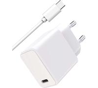 WOW, Adaptateur secteur USB-C 20W avec câble USB-C vers USB-C 1m, blanc
