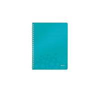 Leitz Cahier à spirales Wow A4 – 5x5 quadrillé – 160 pages – Couverture PP menthe métallisée