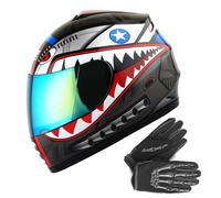 WOW Casque intgral de moto pour jeunes, vlo de rue, BMX MX, enfants Shark noir + gants MX squelette, taille M