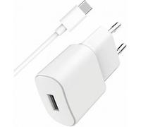 WOW, chargeur secteur USB-A 2.4A Fast Charge + câble USB-A / USB-C, blanc
