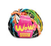 WOW CHUNKY BOOM de Katia en pelotes de 100 grammes et 75 mètres (305 - Bleu-Vert-Orange brillant-Noir)
