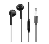 Écouteurs Filaires 1,2m Jack 3.5mm Bouton avec Microphone Noir
