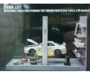 WOW EXTRÊMEMENT RARE Up & Down Lift (Silver Tuning) avec rangement mural 1:18...