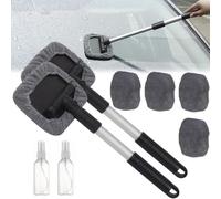 Wow Lot de 2 outils de nettoyage de vitres magnétiques extensibles avec tampons en microfibre et flacons pulvérisateurs