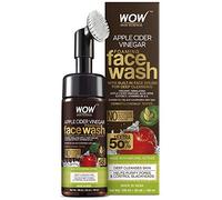 WOW Organic Apple Cider Vinegar Foaming Face Wash with Built-In Brush - No Parabens, Sulphate and Silicones, 100 ml