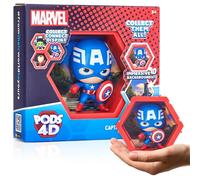 WOW! PODS - Figurine 4D Marvel Captain America, Figurine Unique à Collectionner à tête branlante Qui éclate de Leur Monde dans Le vôtre, décoration Murale ou étagère, Jouets et Cadeaux Marvel Série 1