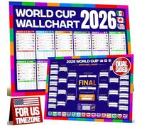 WOW Wallcharts Affiche murale de la Coupe du Monde | Format A1 | Calendrier des matchs au Royaume-Uni, dates, horaires, stades et villes hôtes