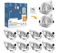 wowatt 10 × Spot LED Encastrable Dimmable, 5.5W Spots Encastrés Salle de Bain IP44 Étanche Plafonnier Spots de Plafond 2800K Blanc Chaud 600LM Éclairage Encastré AC220V Orientable Extra Plat Rond