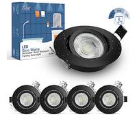 wowatt 7W Spot LED Encastrable Dimmable Noir Salle de Bain, IP44 Plafonnier Encastré Blanc Froid 6000K Equivalent 70W Halogène Spot de Plafond Extra Plat 700lm Luminaires Orientable Rond Lot de 5