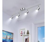 wowatt Plafonnier 4 Spots de Plafond, Plafonnier Spot LED Orientable Éclairage de Plafond 4 X 5W Ampoules GU10 LED Incluses, 6000K Blanc Froid 420LM, Luminaire pour Chambre, Cuisine, Salon, Couloir