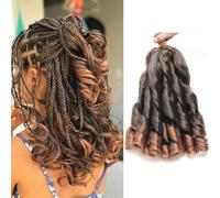 WoWCFyyds 8 Packs French Curl Braids 12 Inch Loose Wave Spiral curly braiding hair extensions 50g/Pack Soft French Curls Synthetic Hair Extensions for Braiding(1B/30)