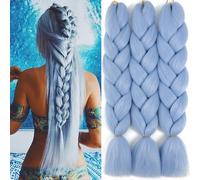 WoWCFyyds Kanekalon Hair Meches Pour Tresses Africaine Rajout Cheveux Tresses 24"Jumbo Braid 3Pièces Extension de Cheveux Tresse Ombre Braiding Hair Synthétique(bleu clair)