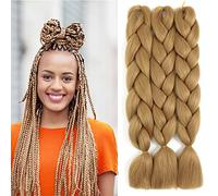 WoWCFyyds Kanekalon Hair Meches Pour Tresses Africaine Rajout Cheveux Tresses 24"Jumbo Braid 3Pièces Extension de Cheveux Tresse Ombre Braiding Hair Synthétique(Blond )