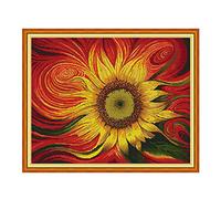 Wowdeco Kit de broderie au point de croix pour adultes et enfants Motif chats de Noël Animaux Chiens drôles 11 ct estampillé DIY DMC Needlework facile débutants tournesols