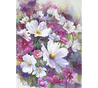 WOWDECOR Diamond Painting Complet, Blanc Rose Marguerite Fleur Diamant Painting DIY 5D Mosaïque Peinture Numéro Point De Croix