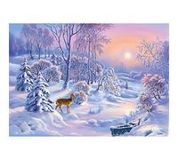 WOWDECOR Diamond Painting Complet, Cerf Neige D'hiver Paysage Diamant Painting DIY 5D Mosaïque Peinture Numéro Point De Croix