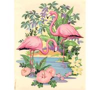 WOWDECOR Diamond Painting Complet, Rose Flamingo Fleur Diamant Painting DIY 5D Mosaïque Peinture Numéro Point De Croix
