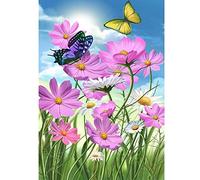 WOWDECOR Diamond Painting Complet, Rose Fleurs Papillon Animaux Diamant Painting DIY 5D Mosaïque Peinture Numéro Point De Croix