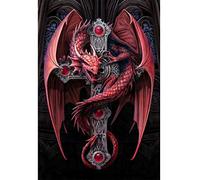 WOWDECOR Diamond Painting Complet, Rouge Dragon Croix Jeu De Pouvoir Diamant Painting DIY 5D Mosaïque Peinture Numéro Point De Croix