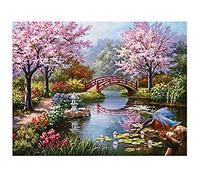 WOWDECOR Diamond Painting Strass Complet Arbre Pont Lac Paysage Bricolage, DIY 5D Broderie Diamant Peinture Diamant Mosaique