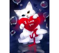 WOWDECOR Diamond Painting Strass Complet Blanche Chat Animaux Bricolage, DIY 5D Broderie Diamant Peinture Diamant Mosaique