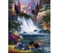 WOWDECOR Diamond Painting Strass Complet Cascade Arbres Montagne Paysage Bricolage, DIY 5D Broderie Diamant Peinture Diamant Mosaique