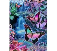 WOWDECOR Diamond Painting Strass Complet Coloré Papillons Animaux Cascade Paysage Bricolage, DIY 5D Broderie Diamant Peinture Diamant Mosaique