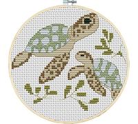 WOWDECOR Kit de broderie au point de croix, animaux tortues de mer, 11 ct estampillé, bricolage DMC, facile pour débutants