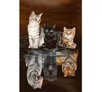 WOWDECOR Kit de broderie au point de croix estampillé pour adultes et débutants, motif chat réflexe tigre 11 ct 30 x 40 cm