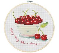 WOWDECOR Kit de broderie au point de croix, fruit de cerise rouge 11CT estampillé DIY DMC Needlework Easy Beginners