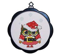WOWDECOR Kit de broderie au point de croix, motif hibou, animaux, chapeau de Noël, 11 ct estampillé, bricolage DMC, facile pour débutants