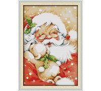 WOWDECOR Kit de broderie au point de croix, Père Noël, chiot de Noël, 11 ct estampillé à faire soi-même DMC, facile pour débutants