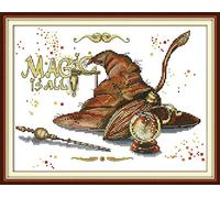 WOWDECOR Kit de broderie au point de croix pour adultes débutants pré-imprimés, accessoires magiques Harry Potter 14 carats estampillés avec motif