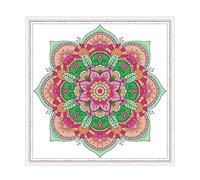 WOWDECOR Kit de broderie au point de croix pour adultes débutants pré-imprimés, motif mandala coloré 14 carats