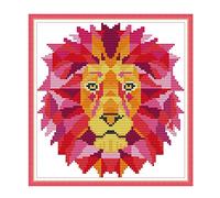 WOWDECOR Kit de broderie au point de croix pour adultes et enfants, chats, animaux de Noël, chiens, amusants 11 CT estampillés à faire à l'aiguille, facile pour débutants (lion)