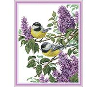 WOWDECOR - Kit de broderie au point de croix pour adultes et enfants, chats de Noël, animaux de Noël, chiens, 11 CT estampillé, facile pour débutants (oiseaux)