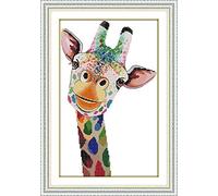 WOWDECOR - Kit de broderie au point de croix pour adultes et enfants, girafe colorée, 11 points estampillés, à faire à l’aiguille, facile pour débutants