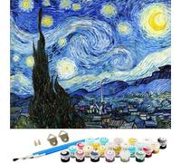 Wowdecor Paint by Numbers Kits for Adults Kids, DIY Number Painting - Starry Night by Van Gogh Beautiful Sky 40 x 50 cm - ...