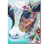 WOWDECOR Peinture Numéro Adulte Enfant, Coloré Bovins Fleurs DIY Peinture par numero, Paint by Numbers