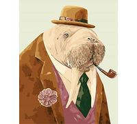 WOWDECOR Peinture Numéro Adulte Enfant, Hippo Monsieur Chapeau DIY Peinture par numero, Paint by Numbers