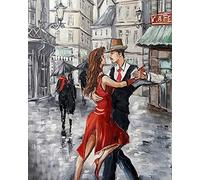 WOWDECOR Peinture Numéro Adulte Enfant, Paris Rue Danseur Couple La Danse DIY Peinture par numero, Paint by Numbers