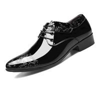 WOWEI Chaussure Derby Oxford Homme Classique Brogues Mariage Chaussures à Lacets Ville Dressing Chaussures Habillées Cuir Vernis Casual Business Soirée Costume