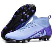 WOWEI Crampons de Foot Homme Professionnel Chaussures de Football Garçons Homme High Top Spikes de Foot Antidérapant Entrainement Chaussures (RRV-10, 46EU)