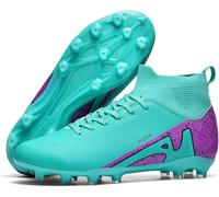 WOWEI Crampons de Foot Homme Professionnel Chaussures de Football Garçons Homme High Top Spikes de Foot Antidérapant Entrainement Chaussures (RRV-7, 36EU)
