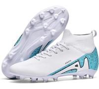 WOWEI Crampons de Foot Homme Professionnel Chaussures de Football Garçons Homme High Top Spikes de Foot Antidérapant Entrainement Chaussures (RRV-8, 42EU)