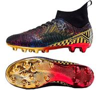 WOWEI Crampons de Foot Homme Professionnel Chaussures de Football Homme Garçon High Top Spike Crampons Antidérapant Athlétisme Entrainement Chaussures de Sport Adolescents (31 RT, 35EU)
