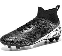 WOWEI Crampons de Foot Homme Professionnel Chaussures de Football Homme Garçon High Top Spike Crampons Antidérapant Athlétisme Entrainement Chaussures de Sport Adolescents (26 RT, 40EU)