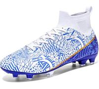 WOWEI Crampons de Foot Homme Professionnel Chaussures de Football Homme Garçon High Top Spike Crampons Antidérapant Athlétisme Entrainement Chaussures de Sport Adolescents (27 RT, 32EU)